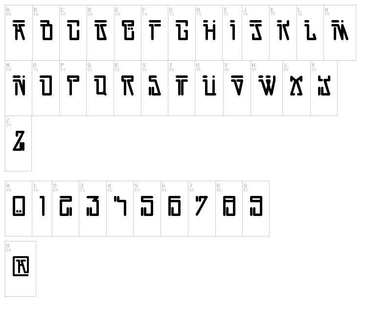 Dirty Vega font map